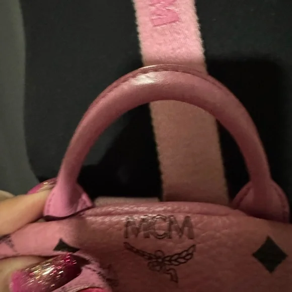 Pink Mcm Backpack Visetos studs backpack authentic - Picture 6 of 14